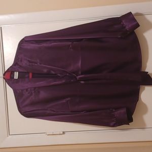 Chicos Deep Plum Button and Tie Front Blouse slits on size Large chico2=Large